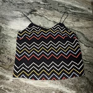 WAYF Embroidered Chevron Camisole Tank Top Navy Medium (D6)